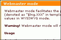 WYSIWYG text editor (webmaster mode)