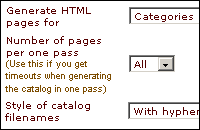 HTML catalog of products