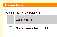 Newsletter management for multiple lists, edit/import/export of subscribers, news archive for customers