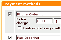 Predefined set of payment methods (offline): checks, purchase orders, phone orders, wire transfer and etc