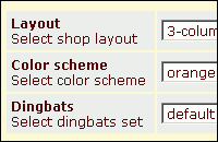 A choice from several pre-designed template schemes and color sets