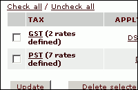 Preconfigured taxing system: GST/PST (for Canada), VAT (for Europe)