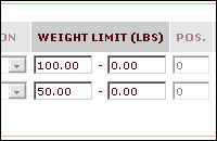 Different weight limits for different delivery methods