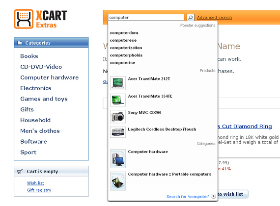 Quick Search results