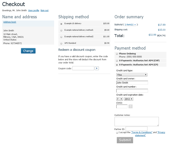 iFrame One-step checkout for X-Payments