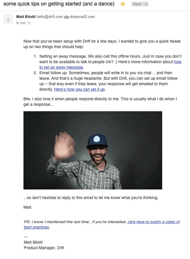 Personalized email from Drift