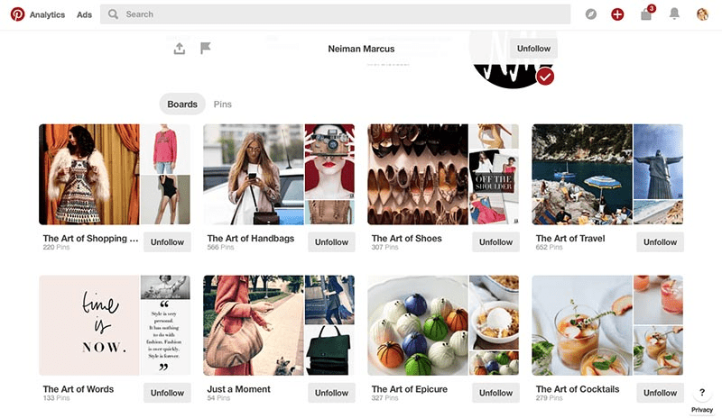 Neiman Marcus Pinterest board