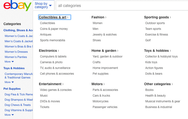 eBay categories