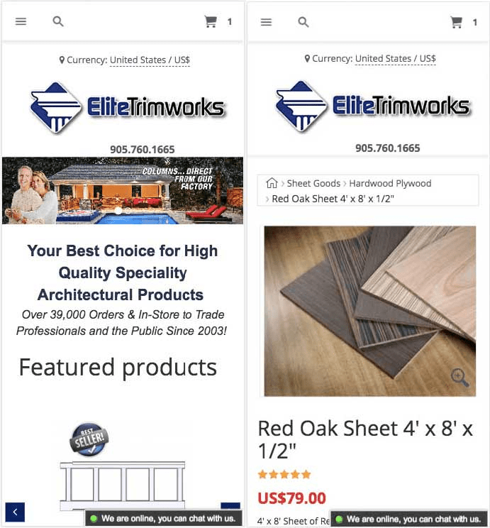 Elite Trimworks optimized for mobile by X-Cart team