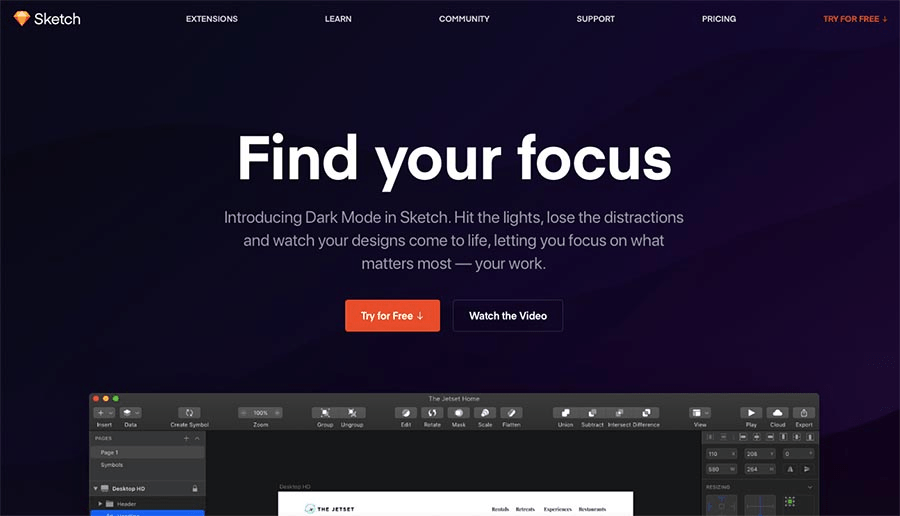 Sketch web design tool