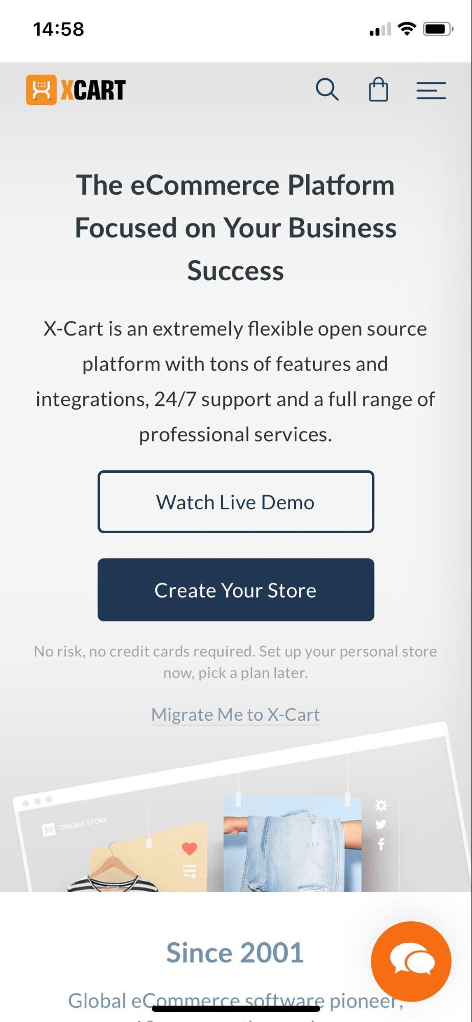 X-Cart.com mobile view