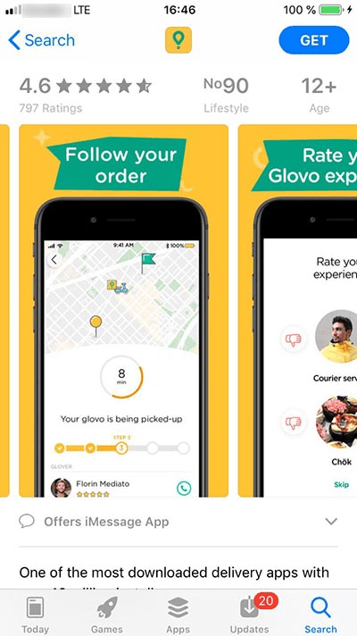 Glovo mobile app