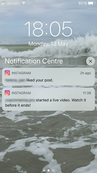 Instagram app notifications