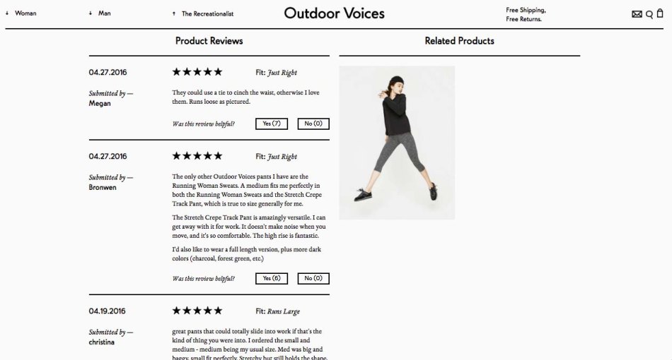 Ratings and reviews feed of Outdoor Voices