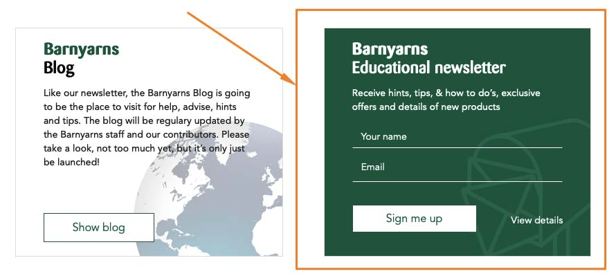 Barnyarns Newsletter Subscription design