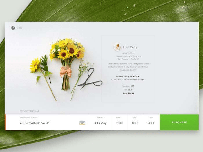 BloomThat checkout design