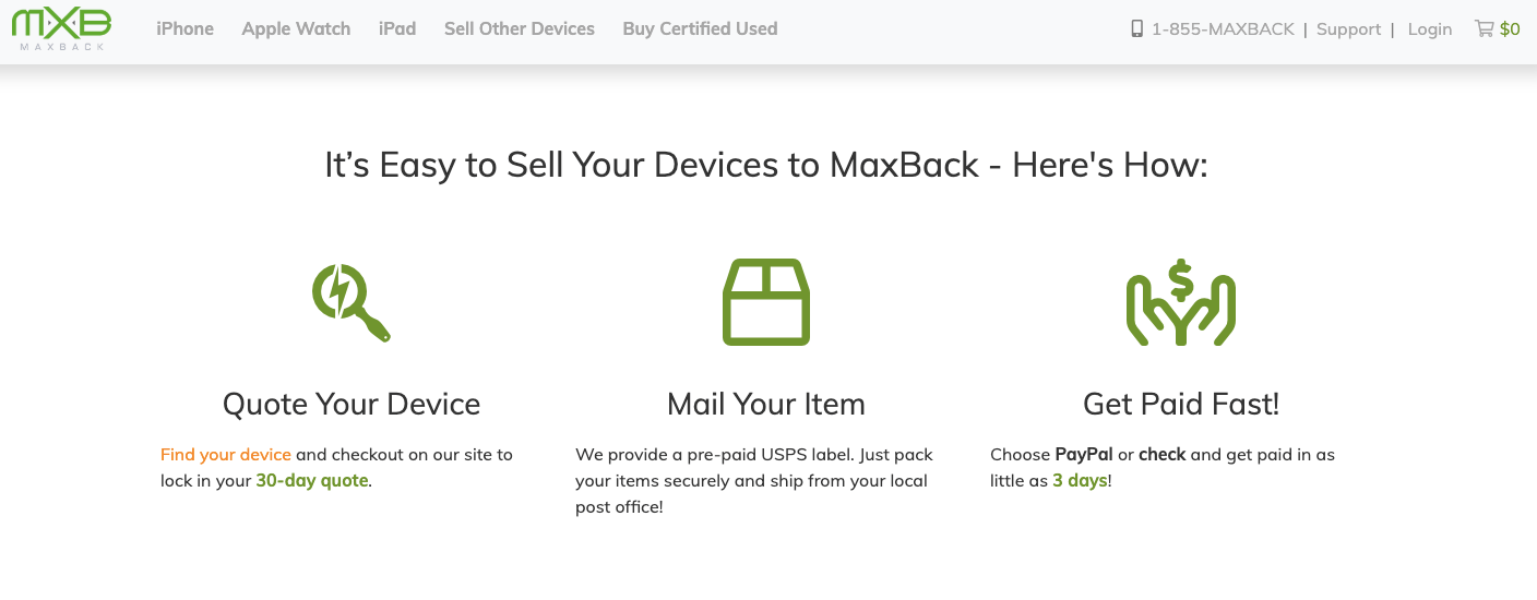 MaxBack sell used devices