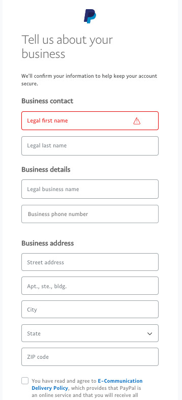 paypal business account