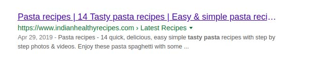 Meta Tags displayed in Google