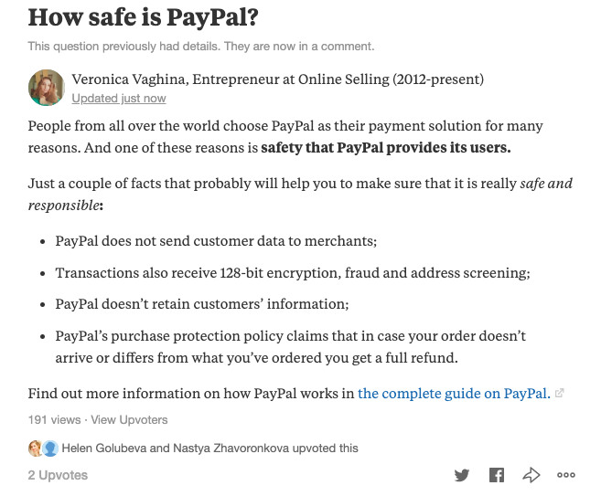 how safe is paypal on Quora