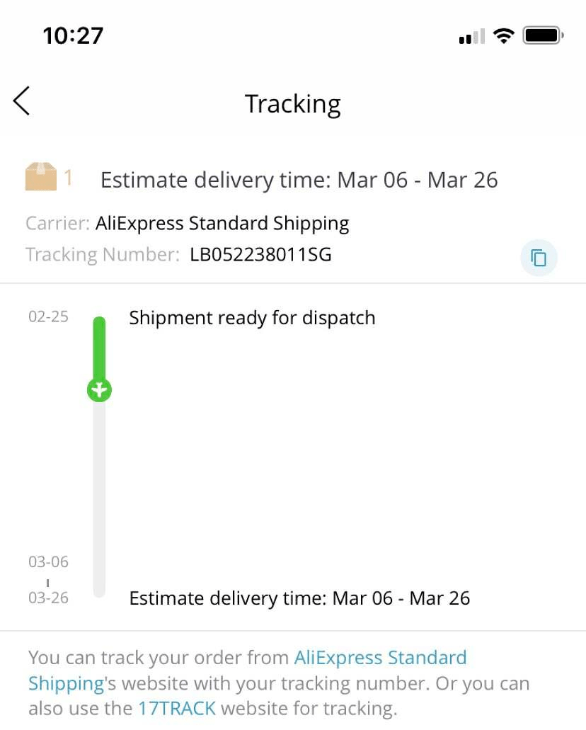 Aliexpress Tracking number