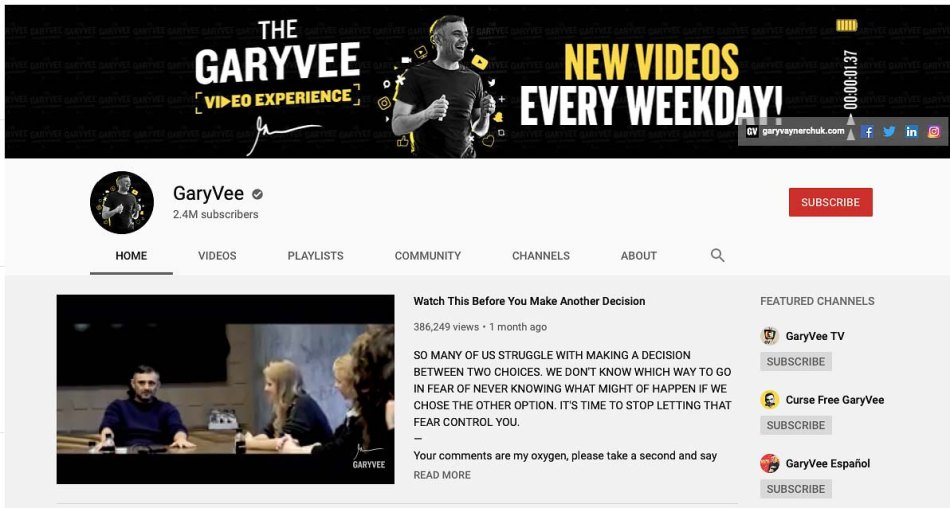 Gary Vee Social Media Marketing Video Blog