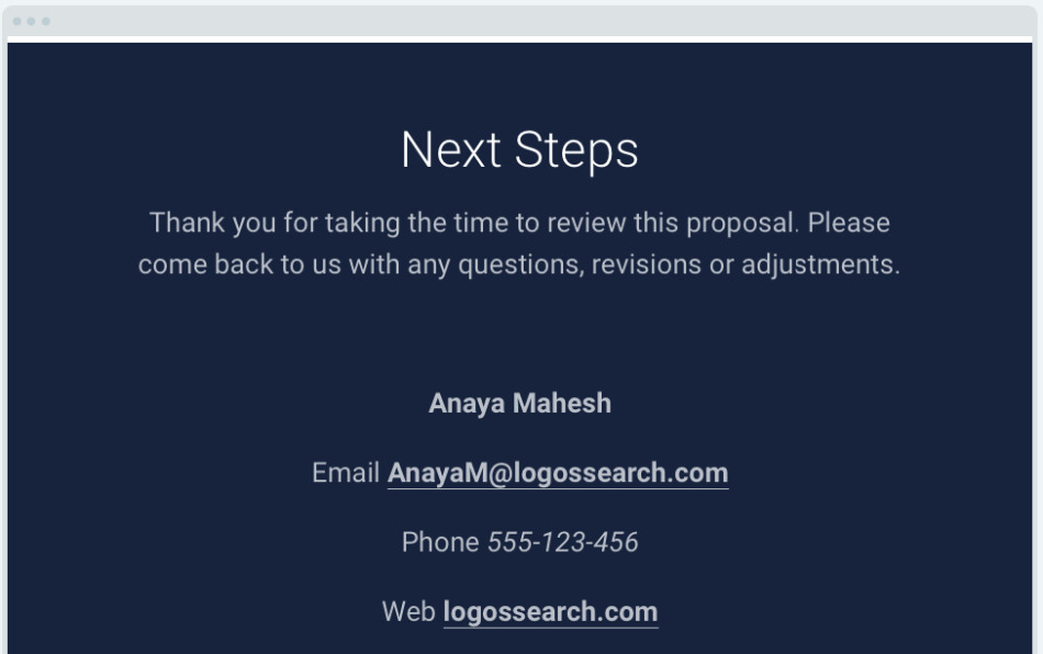 Website Proposal Template: Call to Action