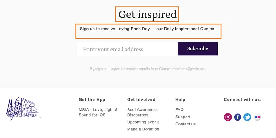 MSIA’s Newsletter Subscription design