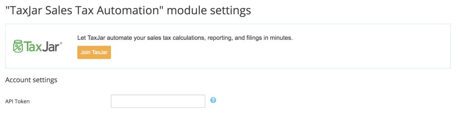 taxjar addon settings