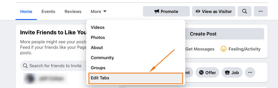 Edit Tabs on your Facebook page