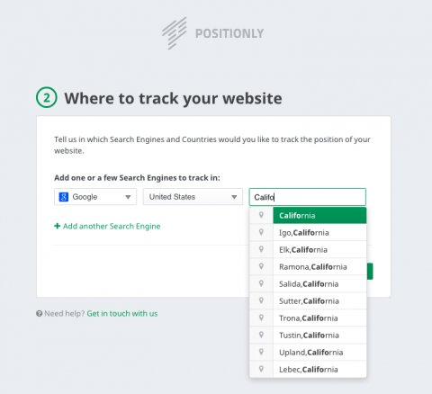 Positionly where to track your site