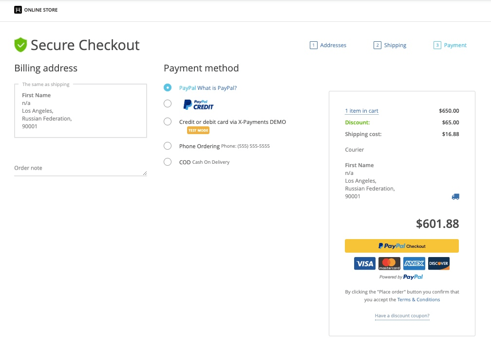 Example of a user-friendly checkout