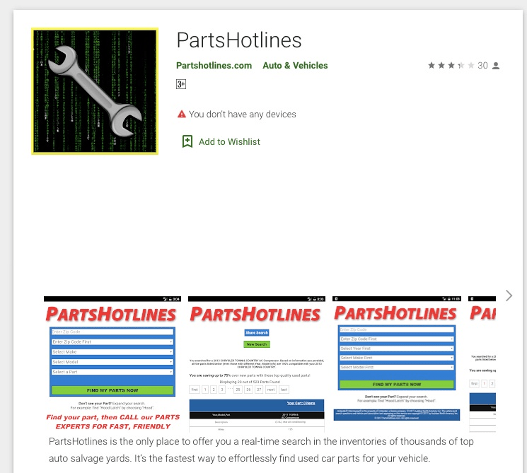 Parts Hotline mobile app