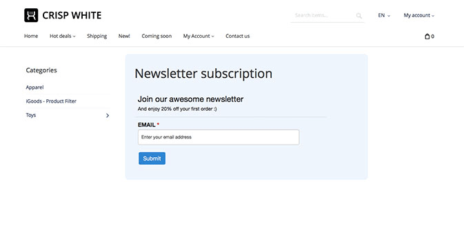 Newsletter subscription form