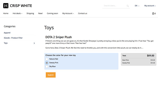 Product order form