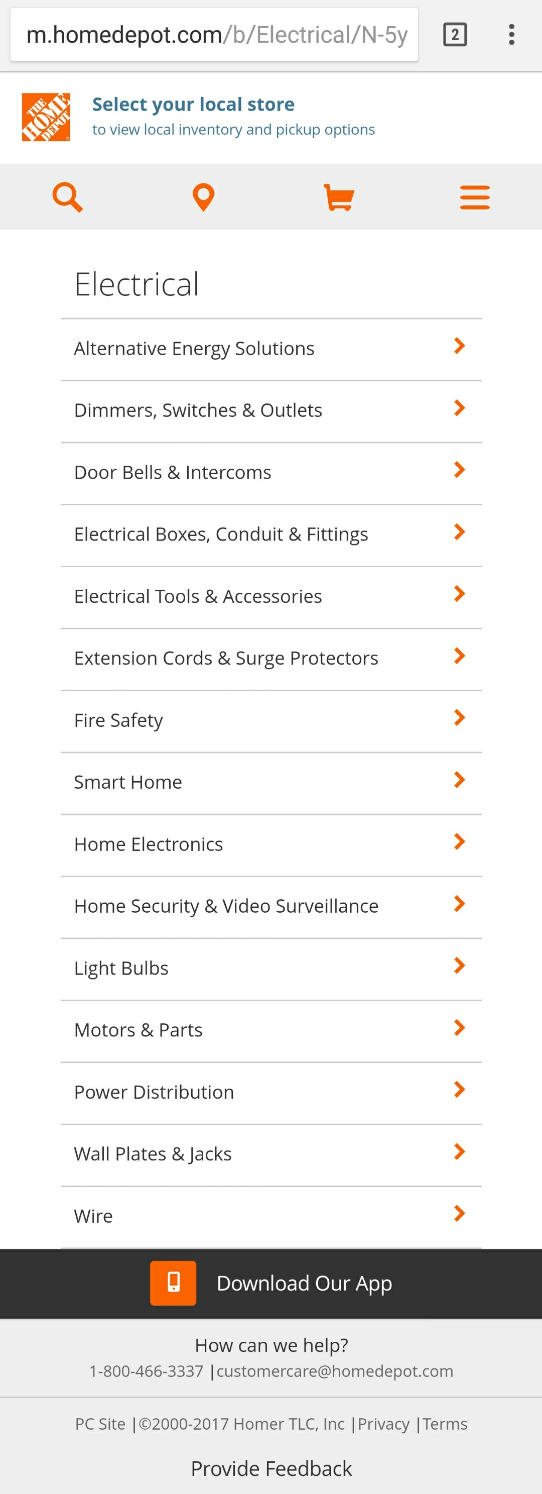 Homedepot Mobile Category Page