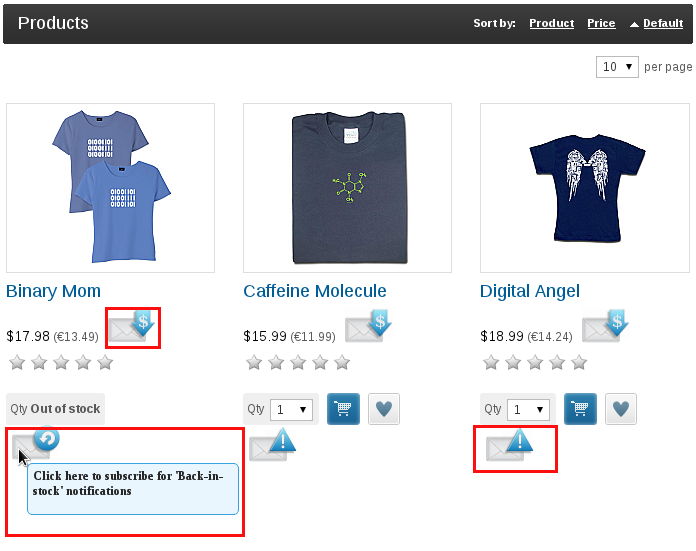 Product notifications