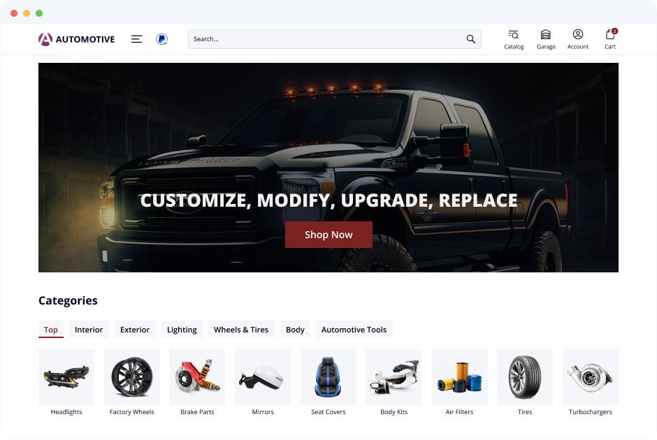 Automotive eCommerce Platform for Auto Parts Businesses