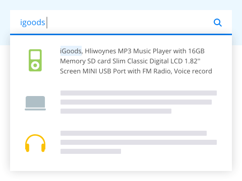 Example of promoting a product in search results
