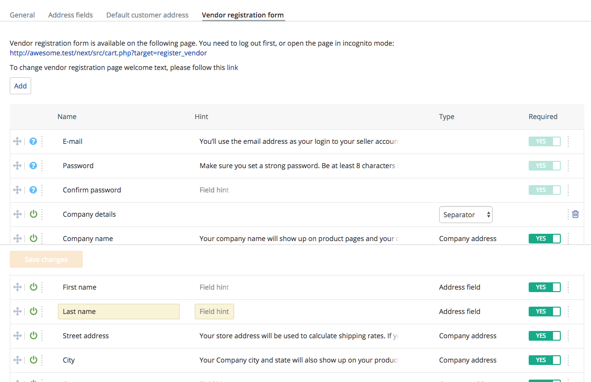 Vendor Registration Form Settings in X-Cart