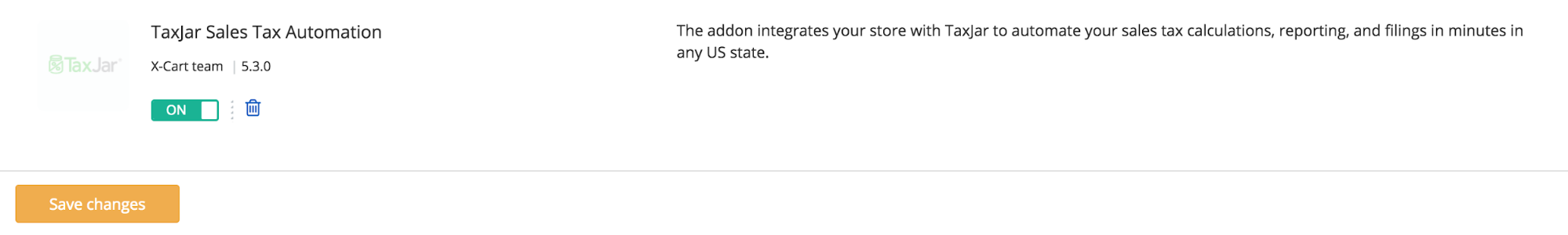 enable taxjar addon