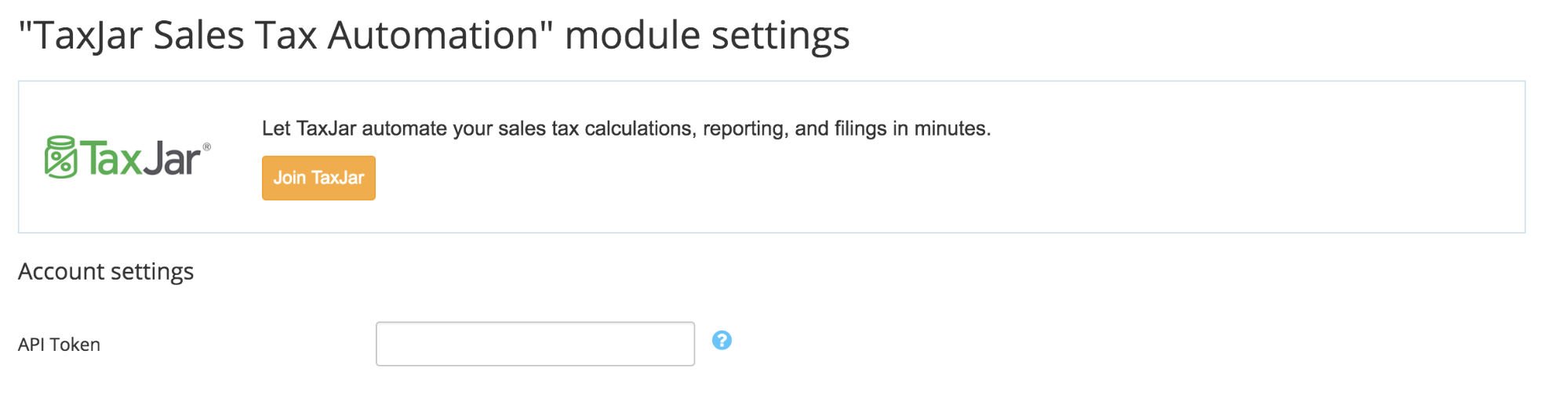 taxjar addon settings