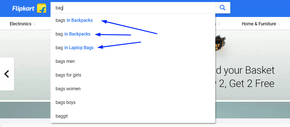 categories search suggestions