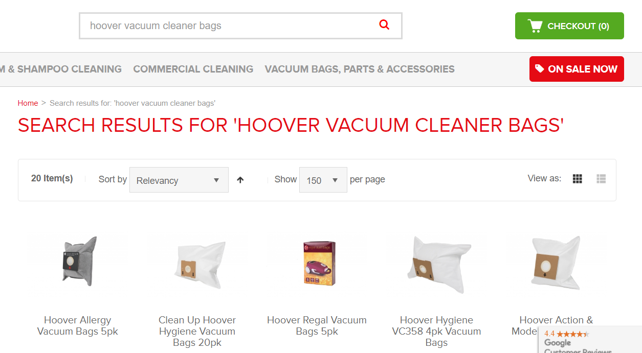 search query on the search results page