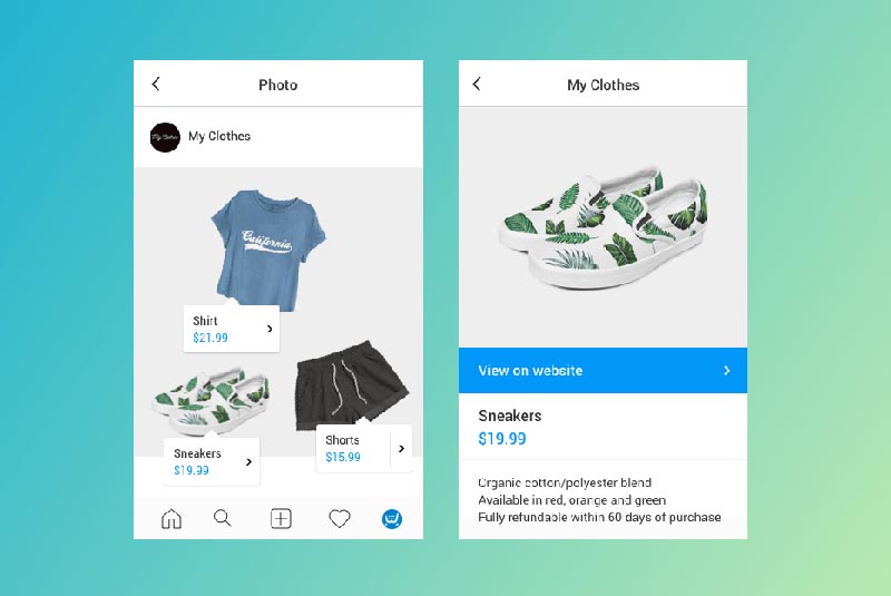 Etiquetas de productos de Instagram