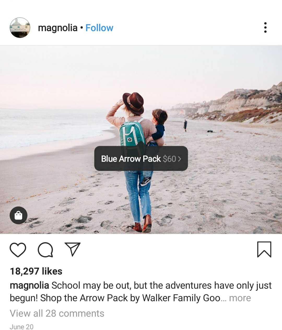 Shoppable post on Instagram